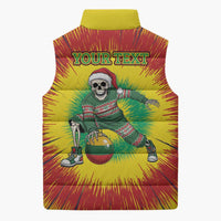 Personalized Lithuania Christmas Tie Dye Sleeveless Puffer Jacket Skeleton Basketball Slam Dunk Santa Hat LT19