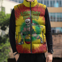 Personalized Lithuania Christmas Tie Dye Sleeveless Puffer Jacket Skeleton Basketball Slam Dunk Santa Hat LT19