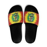 Lithuania Christmas Tie Dye Slide Sandals Skeleton Basketball Slam Dunk Santa Hat - Wonder Print Shop