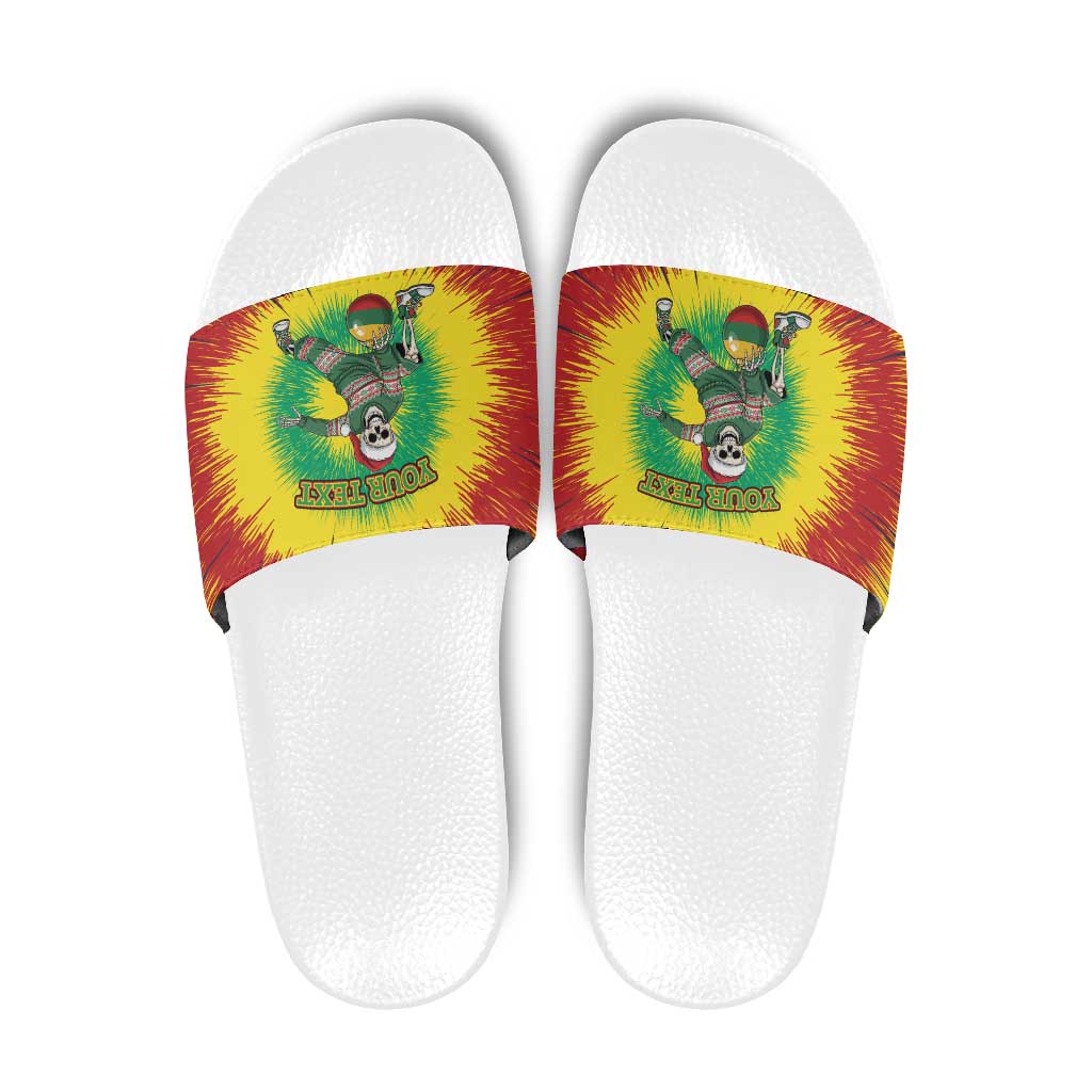 Lithuania Christmas Tie Dye Slide Sandals Skeleton Basketball Slam Dunk Santa Hat - Wonder Print Shop