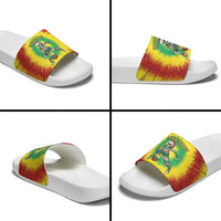 Lithuania Christmas Tie Dye Slide Sandals Skeleton Basketball Slam Dunk Santa Hat - Wonder Print Shop