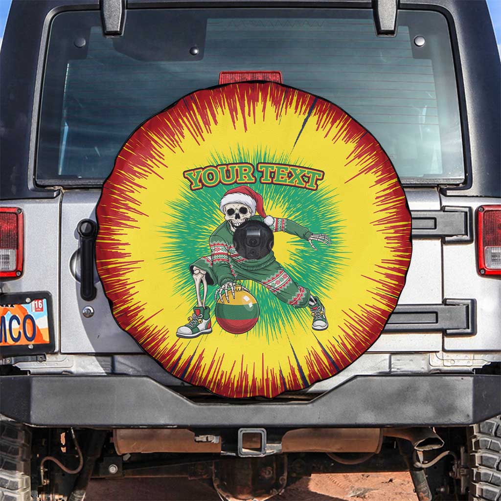Lithuania Christmas Tie Dye Spare Tire Cover Skeleton Basketball Slam Dunk Santa Hat - Wonder Print Shop