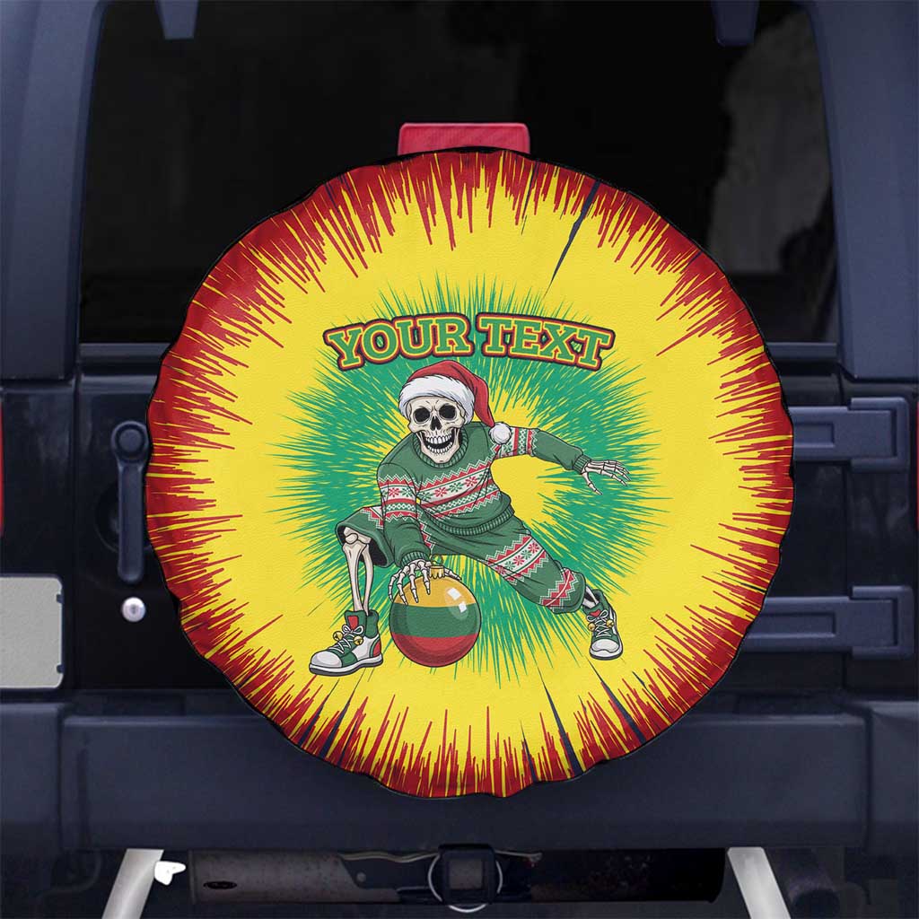 Lithuania Christmas Tie Dye Spare Tire Cover Skeleton Basketball Slam Dunk Santa Hat - Wonder Print Shop
