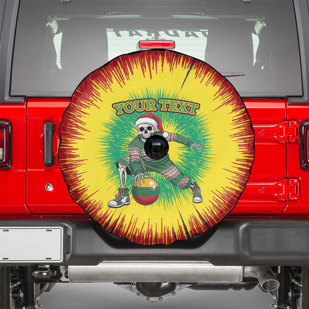 Lithuania Christmas Tie Dye Spare Tire Cover Skeleton Basketball Slam Dunk Santa Hat - Wonder Print Shop