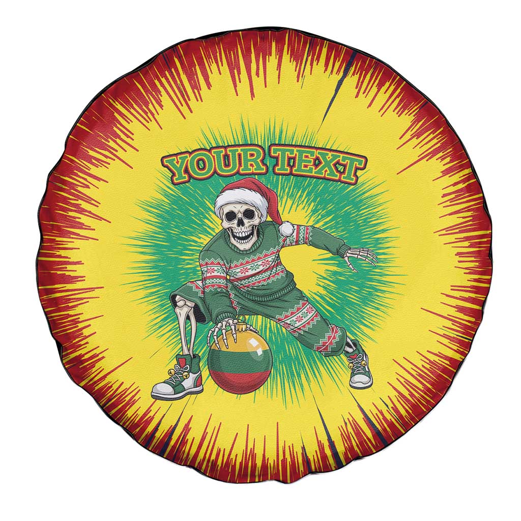 Lithuania Christmas Tie Dye Spare Tire Cover Skeleton Basketball Slam Dunk Santa Hat - Wonder Print Shop