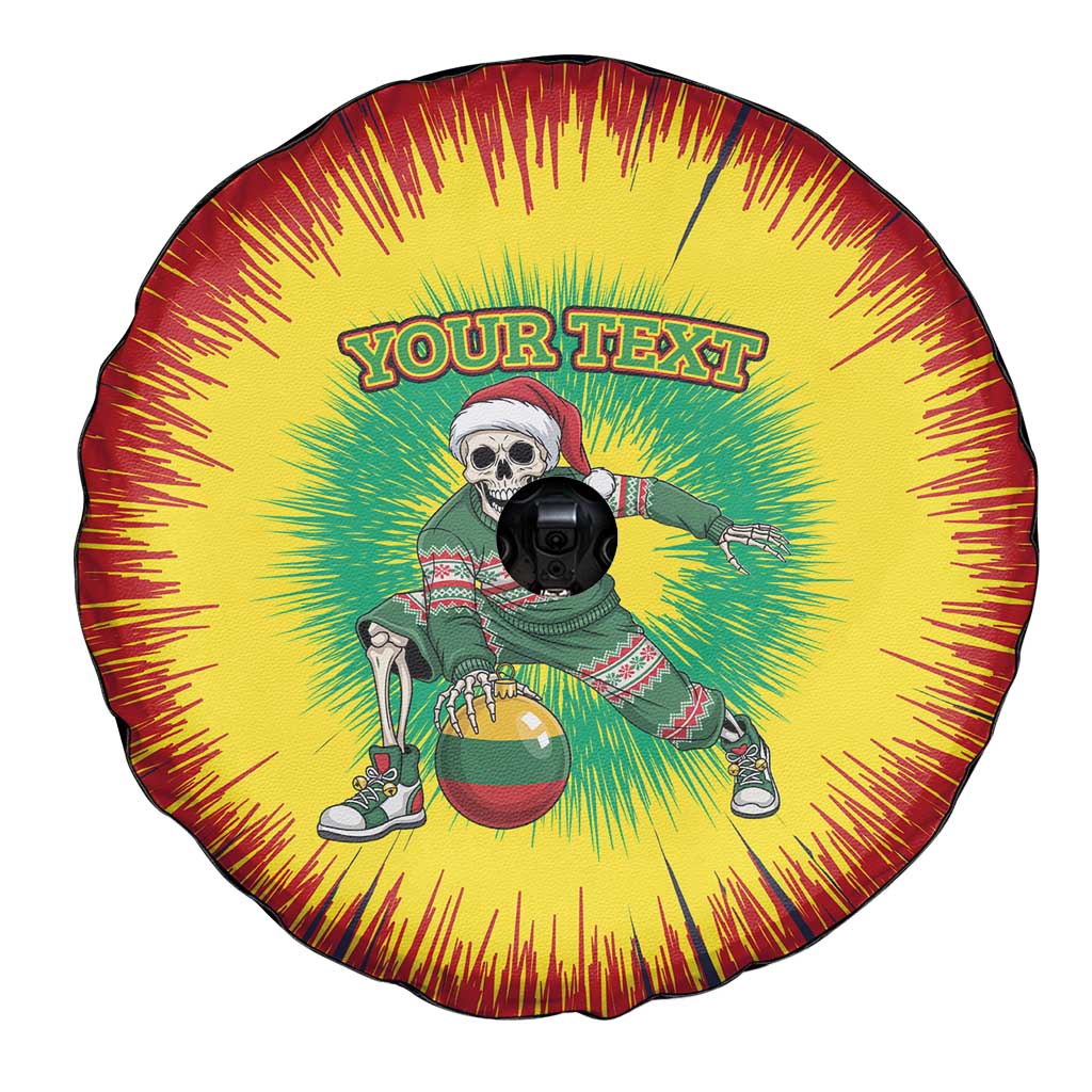 Lithuania Christmas Tie Dye Spare Tire Cover Skeleton Basketball Slam Dunk Santa Hat - Wonder Print Shop