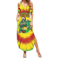 Personalized Lithuania Christmas Tie Dye Summer Maxi Dress Skeleton Basketball Slam Dunk Santa Hat LT19