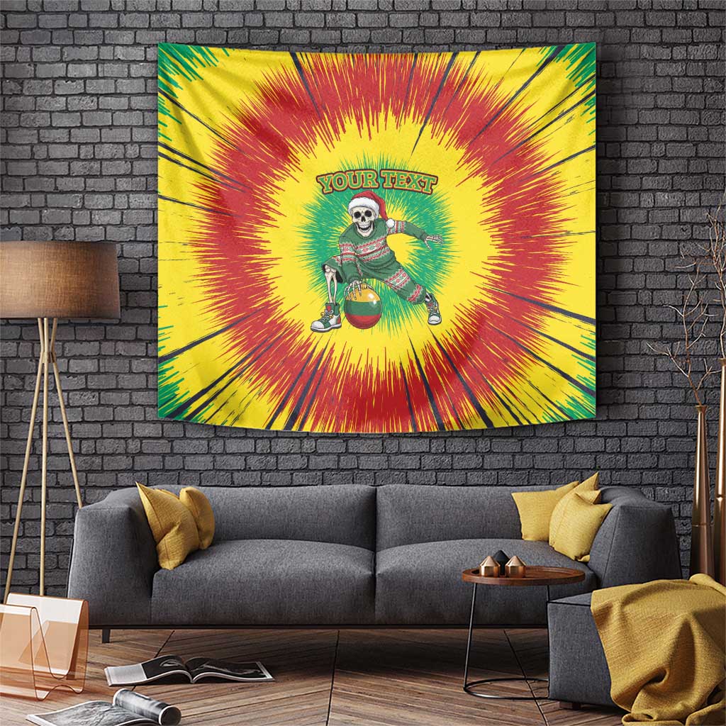 Lithuania Christmas Tie Dye Tapestry Skeleton Basketball Slam Dunk Santa Hat - Wonder Print Shop