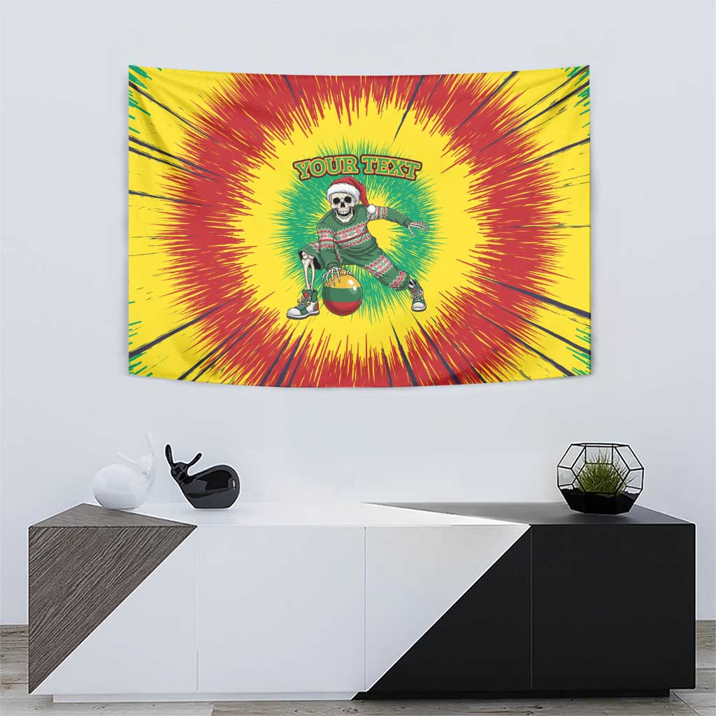 Lithuania Christmas Tie Dye Tapestry Skeleton Basketball Slam Dunk Santa Hat - Wonder Print Shop