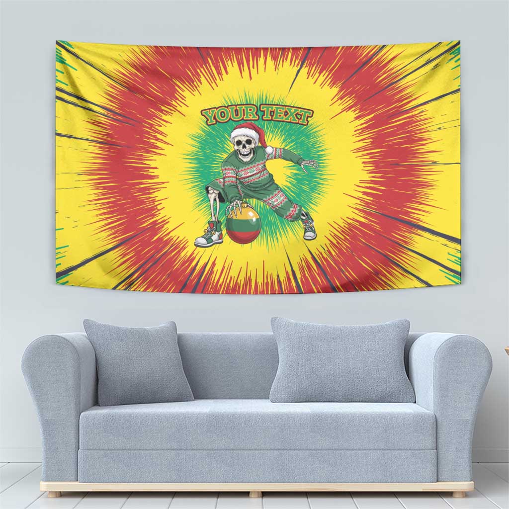 Lithuania Christmas Tie Dye Tapestry Skeleton Basketball Slam Dunk Santa Hat - Wonder Print Shop