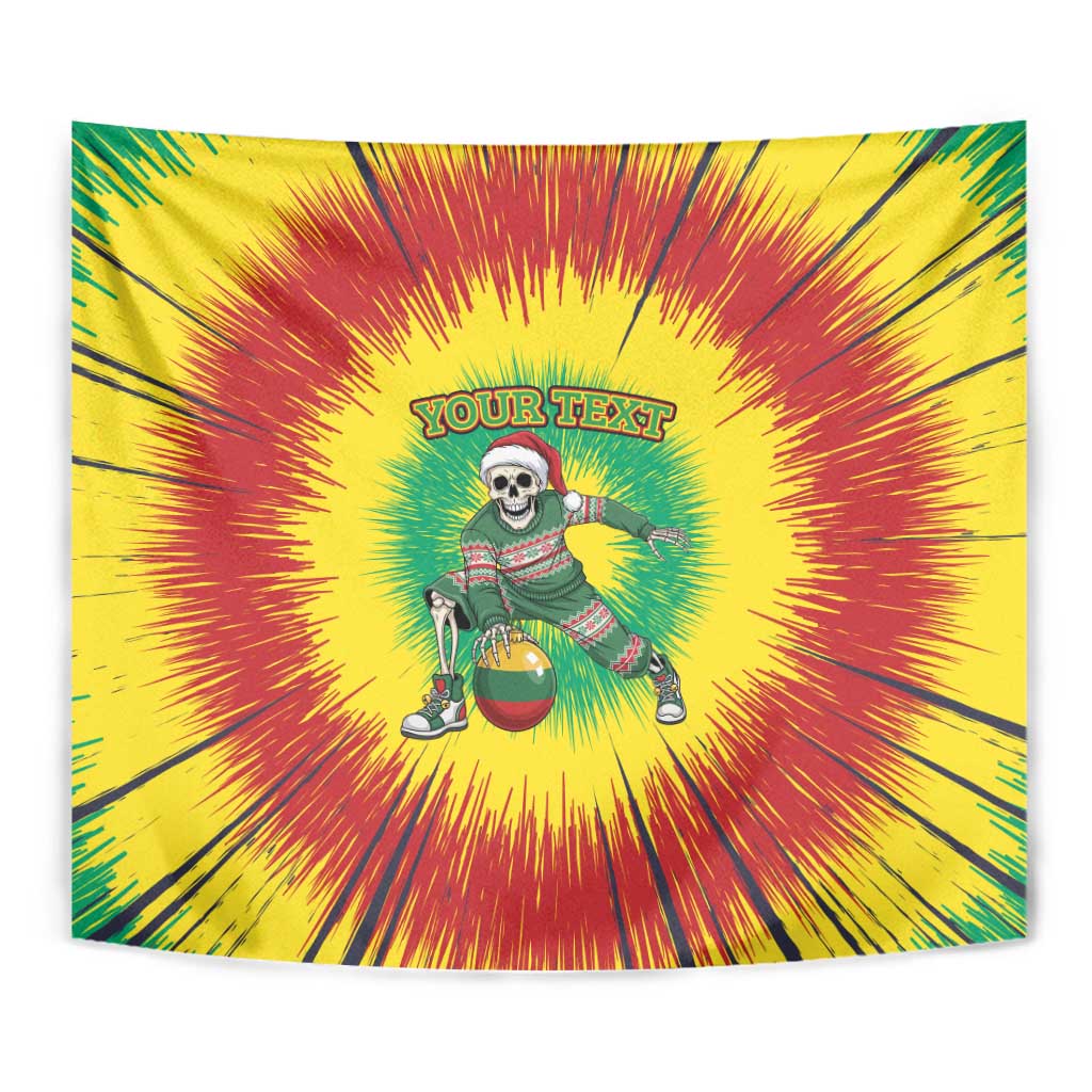 Lithuania Christmas Tie Dye Tapestry Skeleton Basketball Slam Dunk Santa Hat - Wonder Print Shop