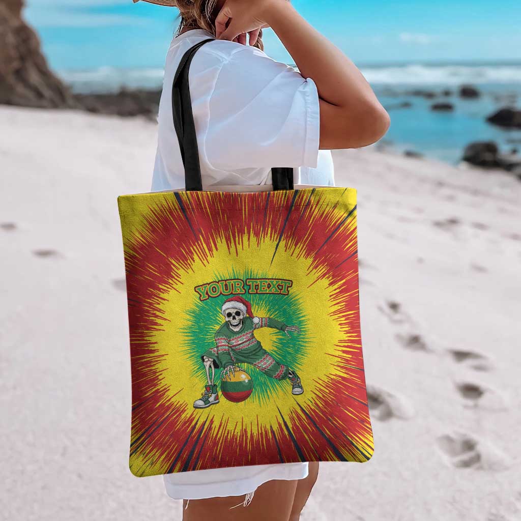 Lithuania Christmas Tie Dye Tote Bag Skeleton Basketball Slam Dunk Santa Hat - Wonder Print Shop
