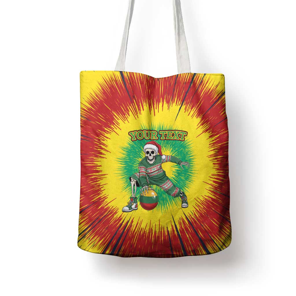 Lithuania Christmas Tie Dye Tote Bag Skeleton Basketball Slam Dunk Santa Hat - Wonder Print Shop