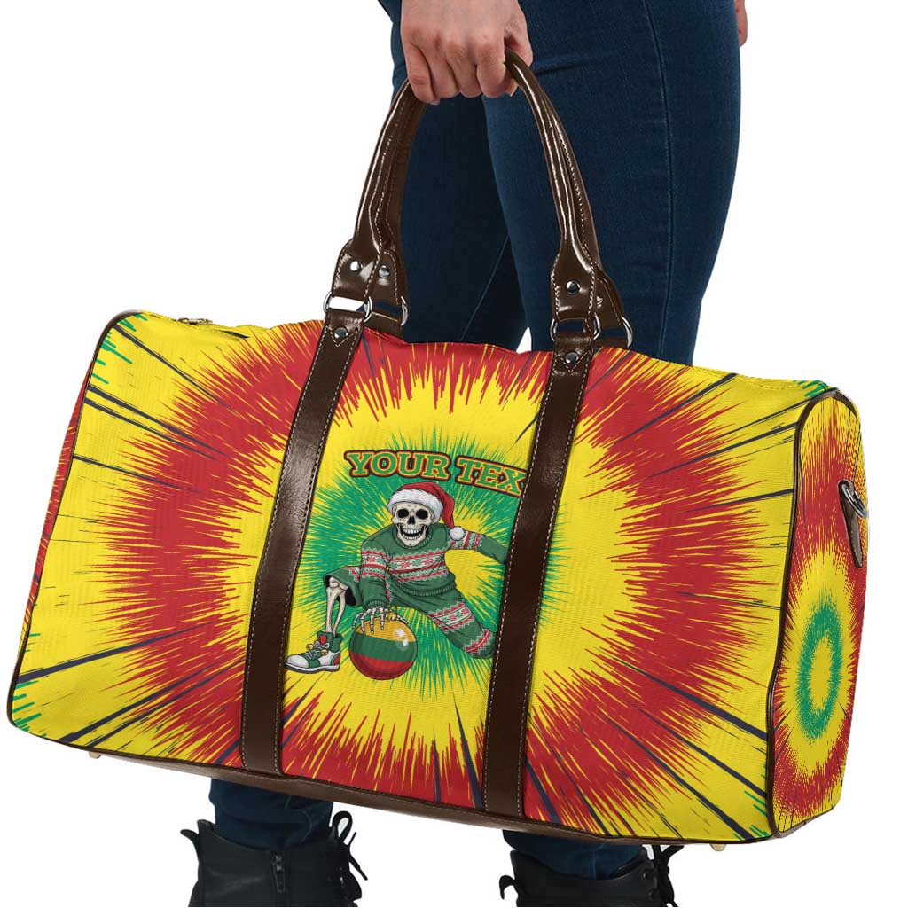 Lithuania Christmas Tie Dye Travel Bag Skeleton Basketball Slam Dunk Santa Hat - Wonder Print Shop