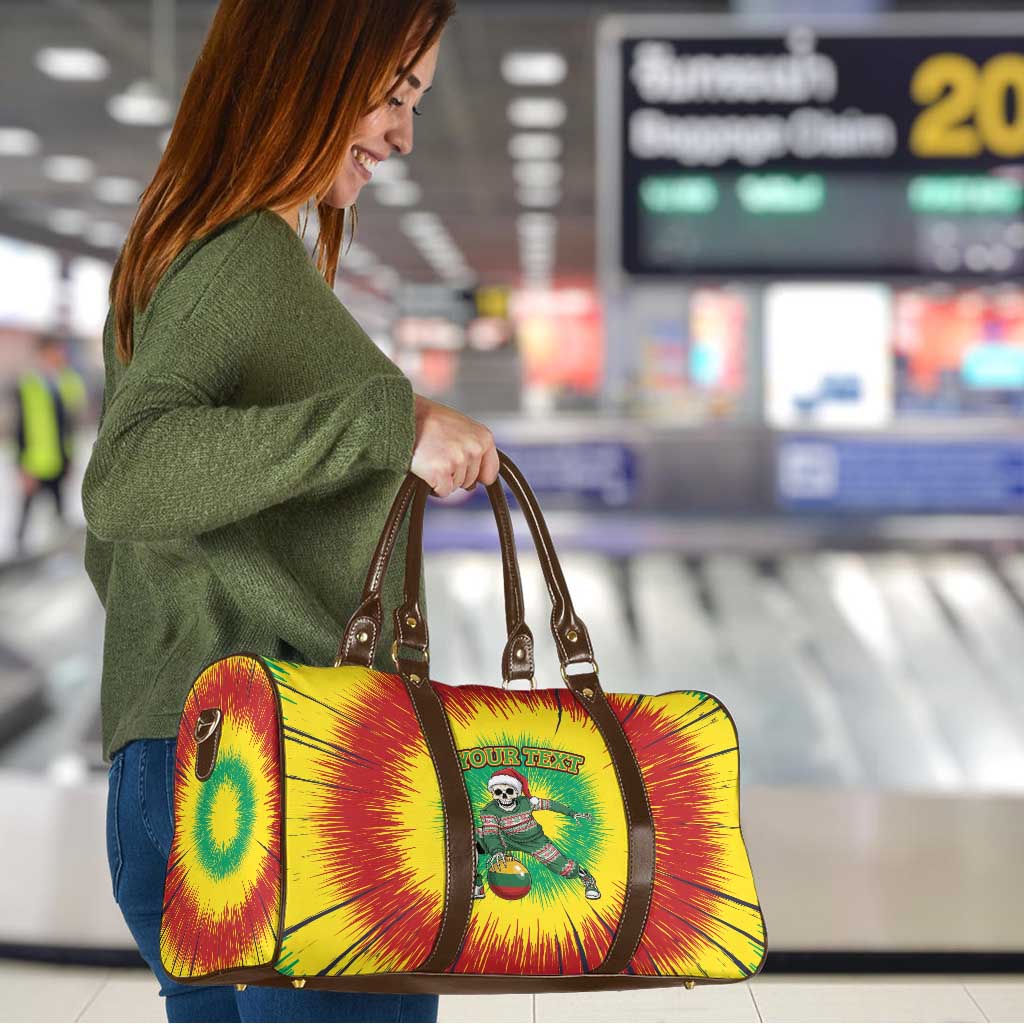 Lithuania Christmas Tie Dye Travel Bag Skeleton Basketball Slam Dunk Santa Hat - Wonder Print Shop