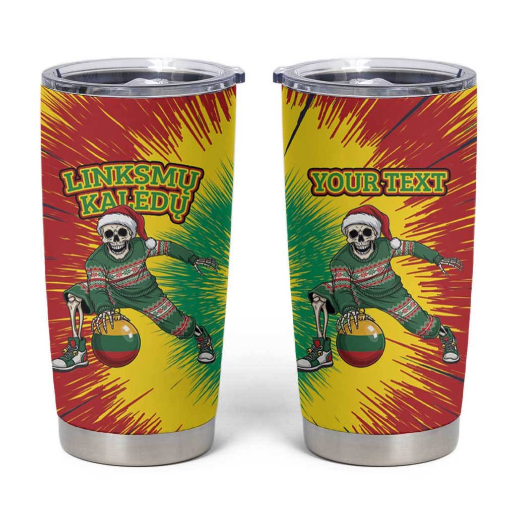 Lithuania Christmas Tie Dye Tumbler Cup Skeleton Basketball Slam Dunk Santa Hat - Wonder Print Shop