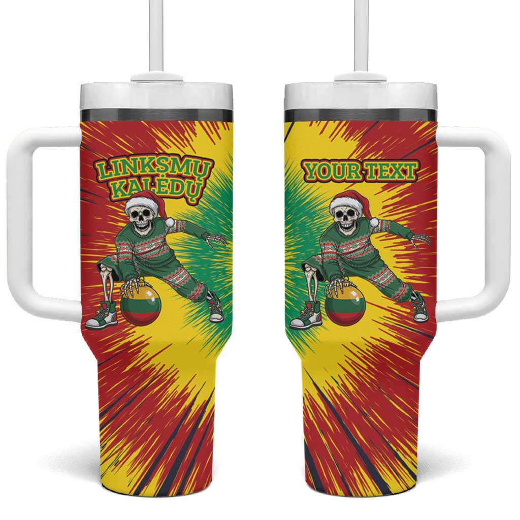 Lithuania Christmas Tie Dye Tumbler With Handle Skeleton Basketball Slam Dunk Santa Hat - Wonder Print Shop