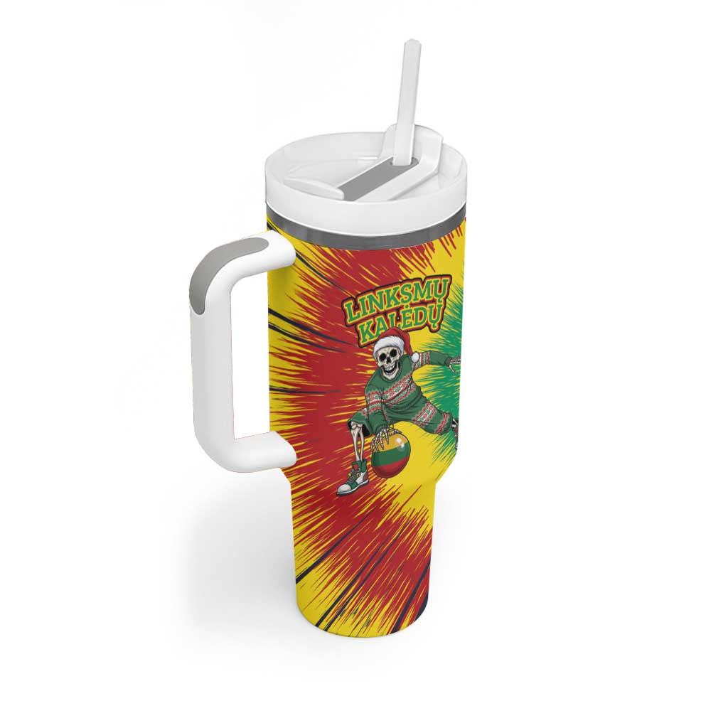 Lithuania Christmas Tie Dye Tumbler With Handle Skeleton Basketball Slam Dunk Santa Hat - Wonder Print Shop
