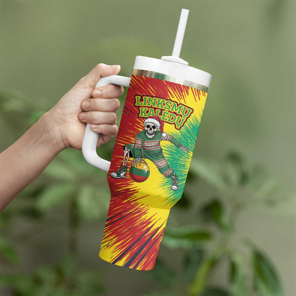 Lithuania Christmas Tie Dye Tumbler With Handle Skeleton Basketball Slam Dunk Santa Hat - Wonder Print Shop
