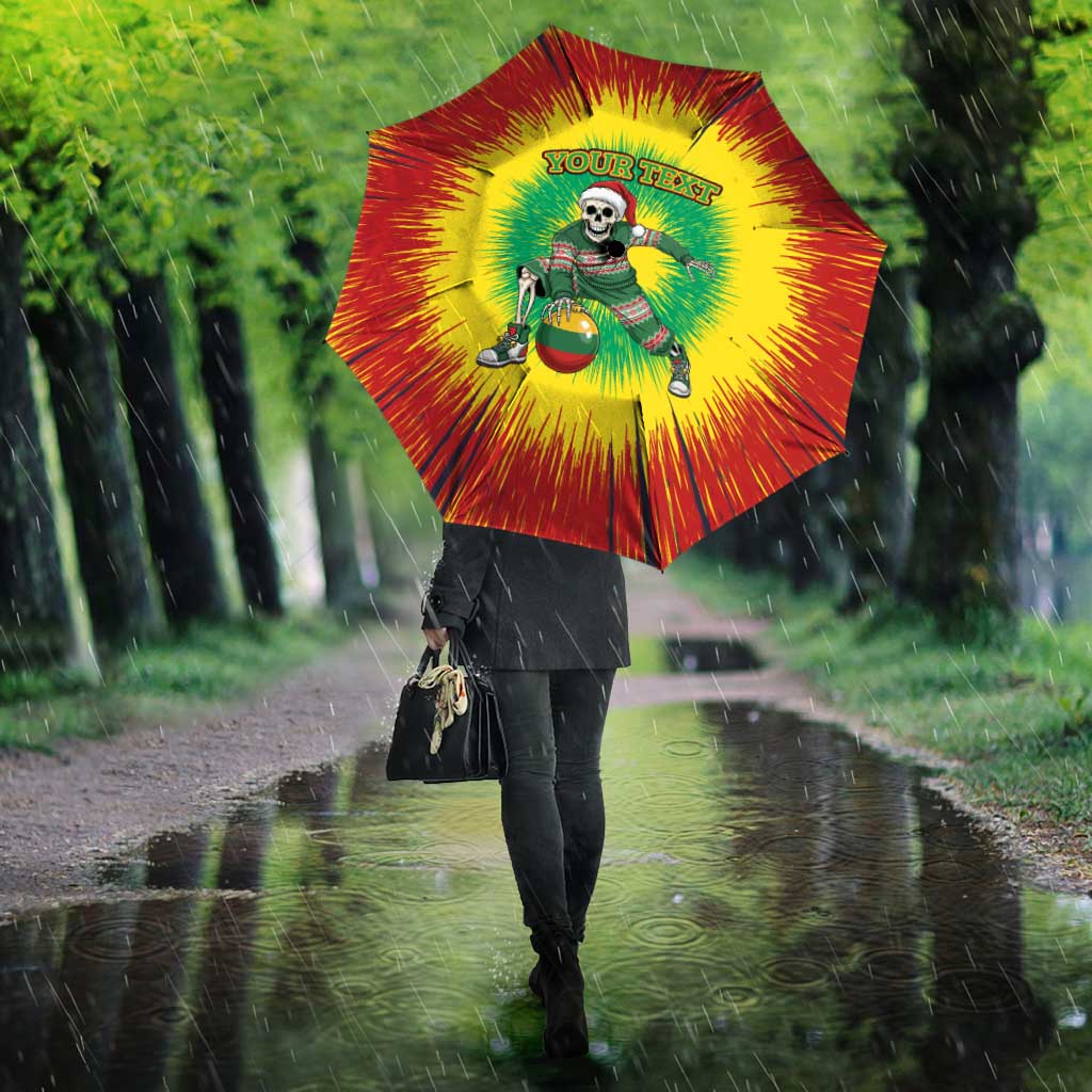 Lithuania Christmas Tie Dye Umbrella Skeleton Basketball Slam Dunk Santa Hat - Wonder Print Shop