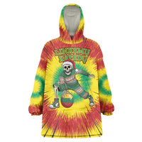 Personalized Lithuania Christmas Tie Dye Wearable Blanket Hoodie Skeleton Basketball Slam Dunk Santa Hat LT19