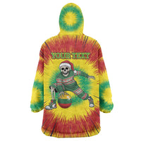 Personalized Lithuania Christmas Tie Dye Wearable Blanket Hoodie Skeleton Basketball Slam Dunk Santa Hat LT19