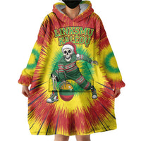 Personalized Lithuania Christmas Tie Dye Wearable Blanket Hoodie Skeleton Basketball Slam Dunk Santa Hat LT19