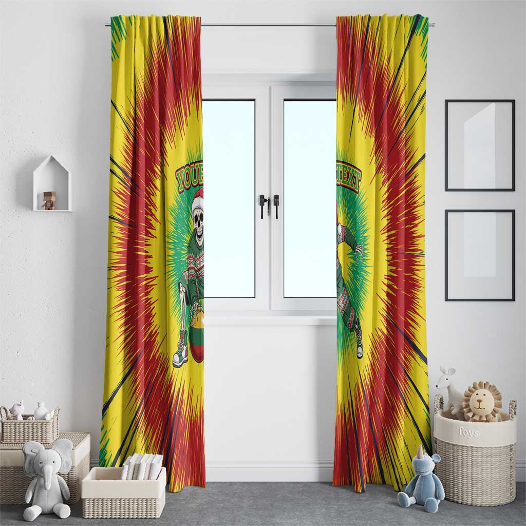 Lithuania Christmas Tie Dye Window Curtain Skeleton Basketball Slam Dunk Santa Hat - Wonder Print Shop