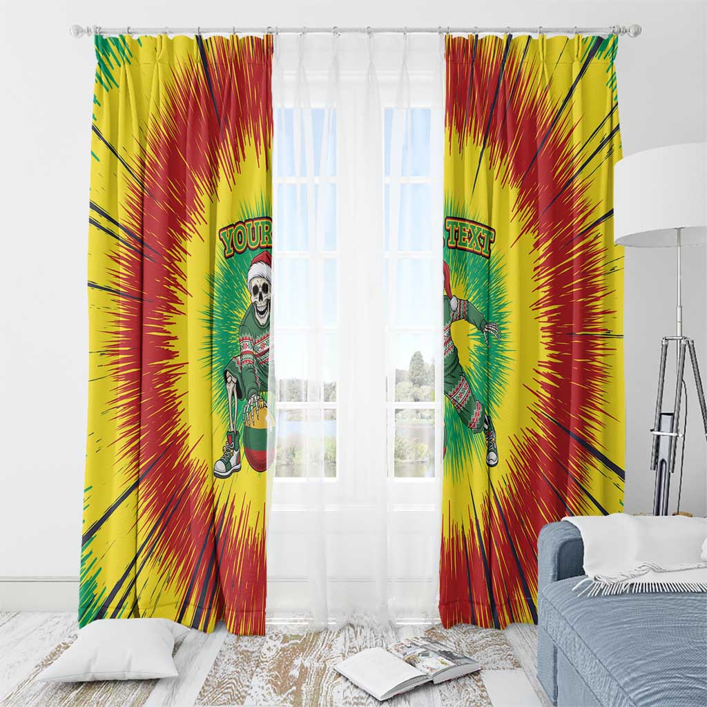 Lithuania Christmas Tie Dye Window Curtain Skeleton Basketball Slam Dunk Santa Hat - Wonder Print Shop