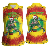 Personalized Lithuania Christmas Tie Dye Women Sleeveless Polo Shirt Skeleton Basketball Slam Dunk Santa Hat LT19