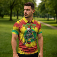 Personalized Lithuania Christmas Tie Dye Zipper Polo Shirt Skeleton Basketball Slam Dunk Santa Hat LT19