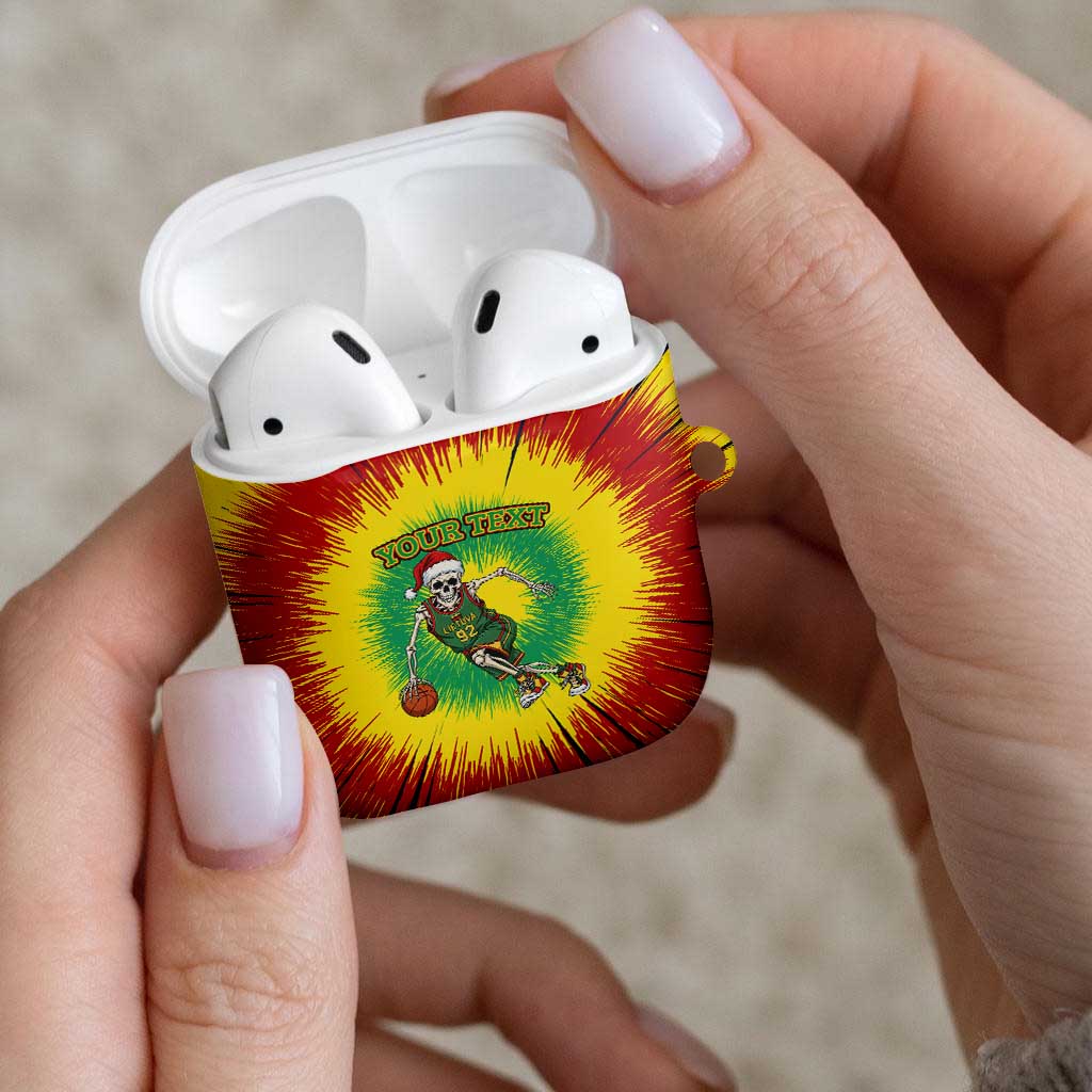 Lithuania Christmas Tie Dye AirPods Case Skeleton Basketball Slam Dunk - Wonder Print Shop