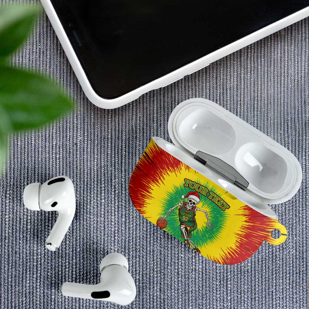 Lithuania Christmas Tie Dye AirPods Case Skeleton Basketball Slam Dunk - Wonder Print Shop