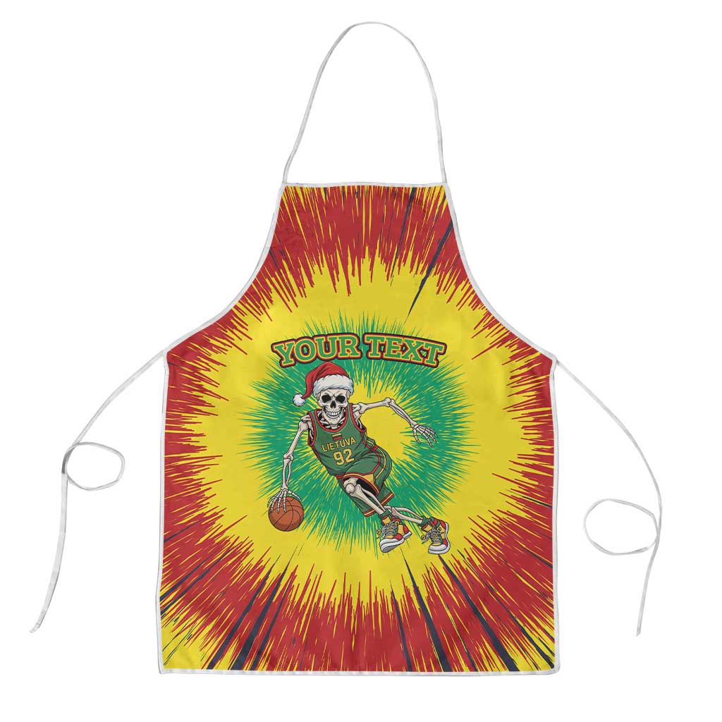 Lithuania Christmas Tie Dye Apron Skeleton Basketball Slam Dunk - Wonder Print Shop