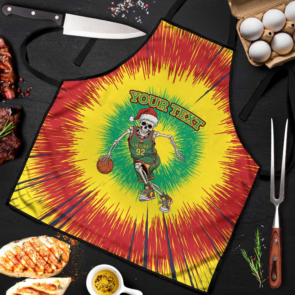 Lithuania Christmas Tie Dye Apron Skeleton Basketball Slam Dunk - Wonder Print Shop