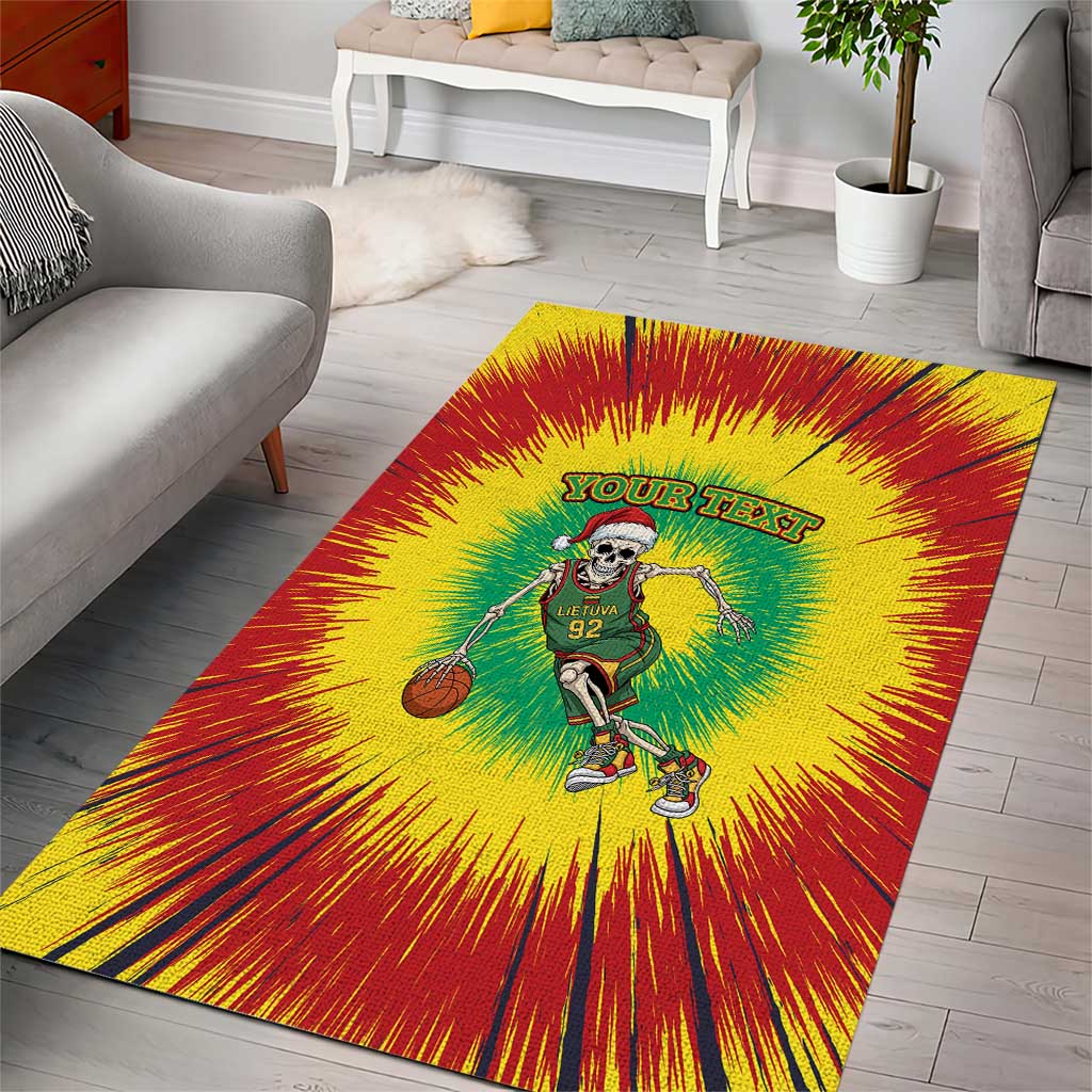 Lithuania Christmas Tie Dye Area Rug Skeleton Basketball Slam Dunk - Wonder Print Shop