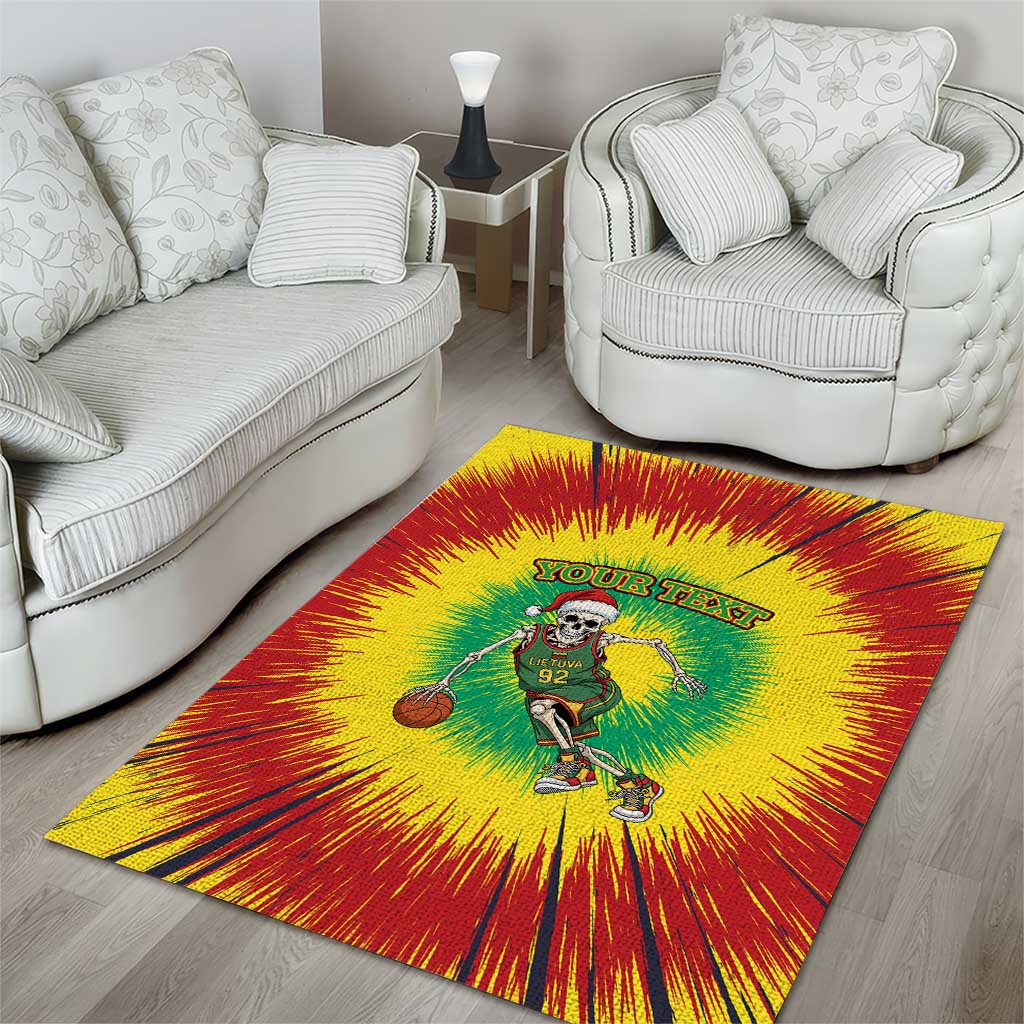 Lithuania Christmas Tie Dye Area Rug Skeleton Basketball Slam Dunk - Wonder Print Shop