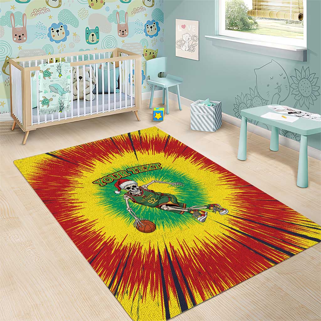 Lithuania Christmas Tie Dye Area Rug Skeleton Basketball Slam Dunk - Wonder Print Shop