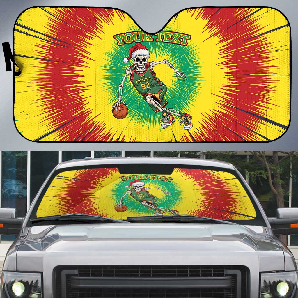 Lithuania Christmas Tie Dye Auto Sun Shade Skeleton Basketball Slam Dunk - Wonder Print Shop