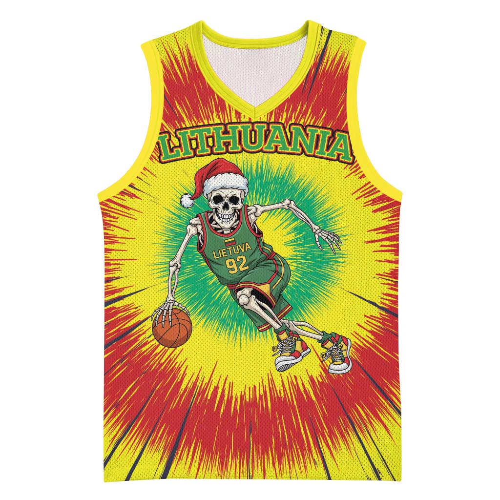 Personalized Lithuania Christmas Tie Dye Basketball Jersey Skeleton Basketball Slam Dunk LT19