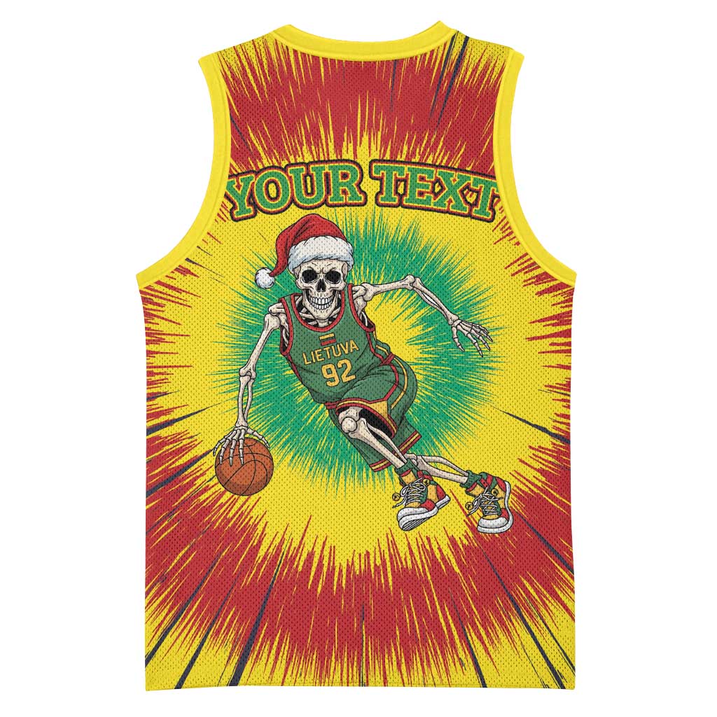 Personalized Lithuania Christmas Tie Dye Basketball Jersey Skeleton Basketball Slam Dunk LT19