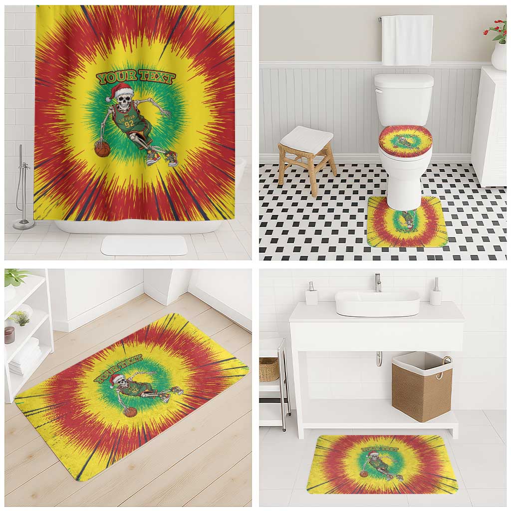 Lithuania Christmas Tie Dye Bathroom Set Skeleton Basketball Slam Dunk - Wonder Print Shop