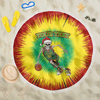 Lithuania Christmas Tie Dye Beach Blanket Skeleton Basketball Slam Dunk - Wonder Print Shop