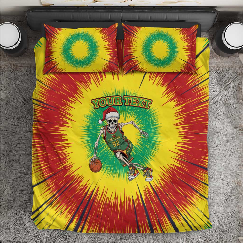 Lithuania Christmas Tie Dye Bedding Set Skeleton Basketball Slam Dunk - Wonder Print Shop