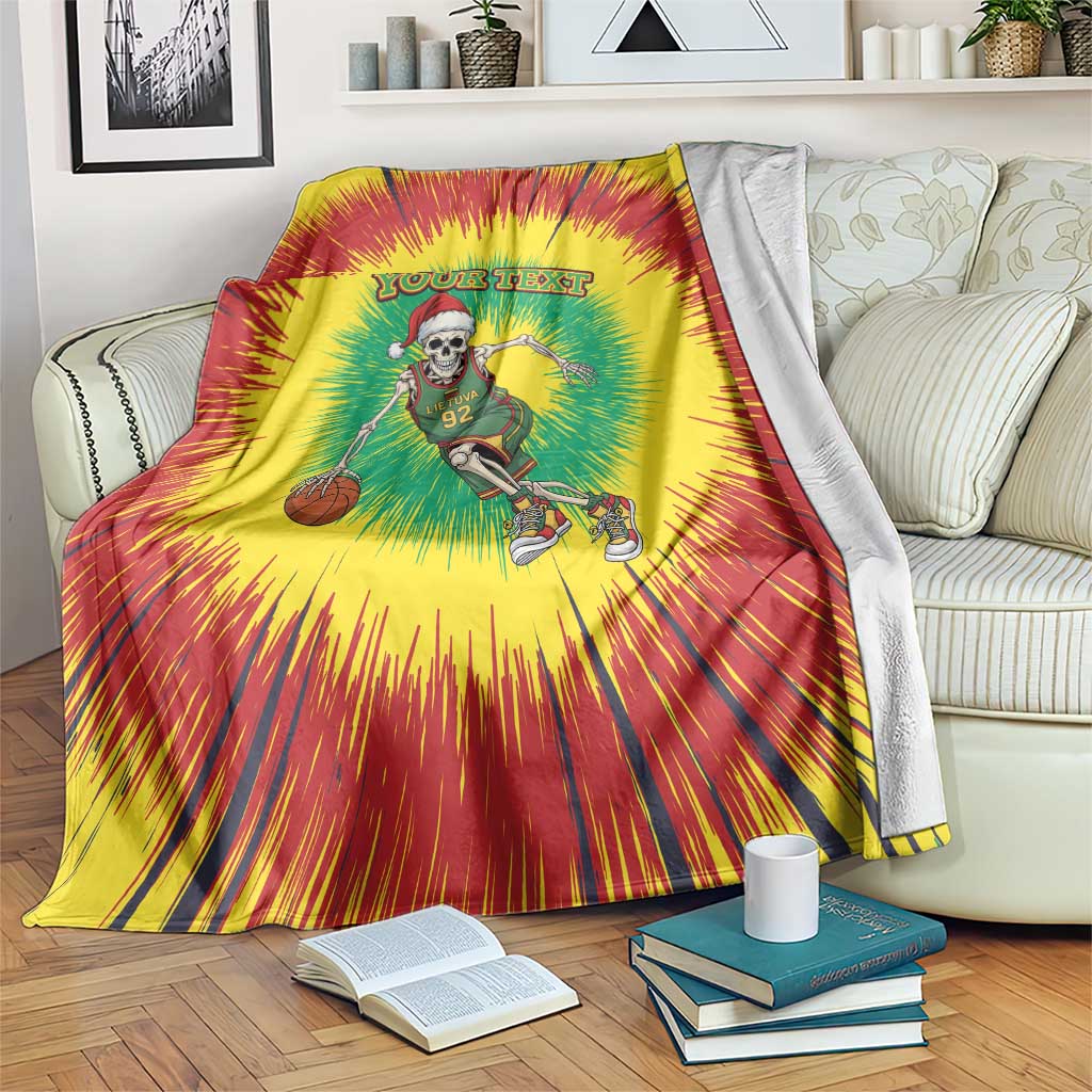 Lithuania Christmas Tie Dye Blanket Skeleton Basketball Slam Dunk - Wonder Print Shop