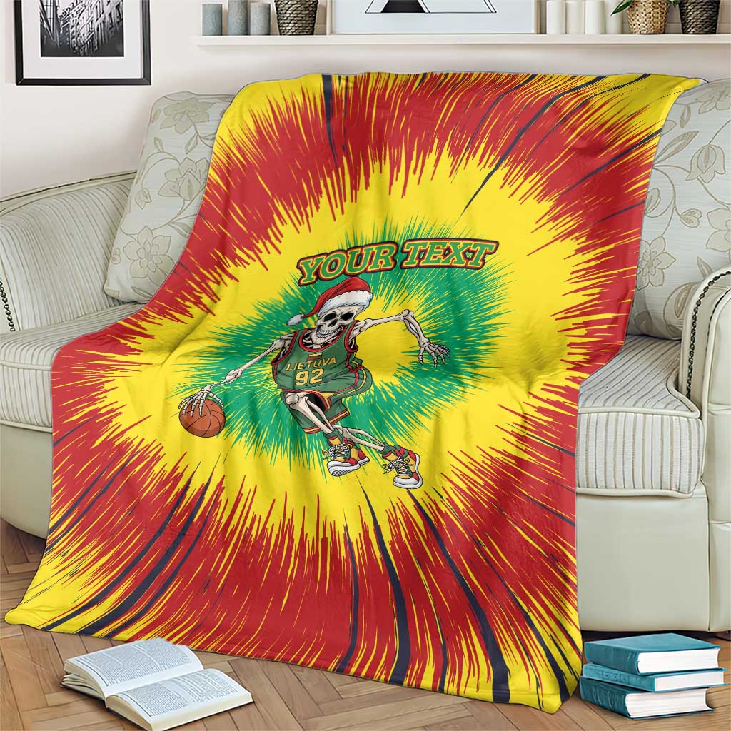 Lithuania Christmas Tie Dye Blanket Skeleton Basketball Slam Dunk - Wonder Print Shop