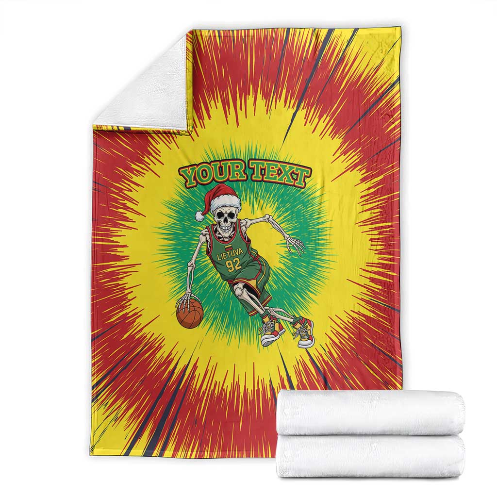 Lithuania Christmas Tie Dye Blanket Skeleton Basketball Slam Dunk - Wonder Print Shop