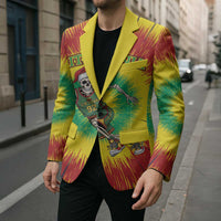 Personalized Lithuania Christmas Tie Dye Blazer Skeleton Basketball Slam Dunk LT19