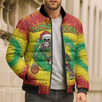 Personalized Lithuania Christmas Tie Dye Bomber Puffer Jacket Skeleton Basketball Slam Dunk LT19