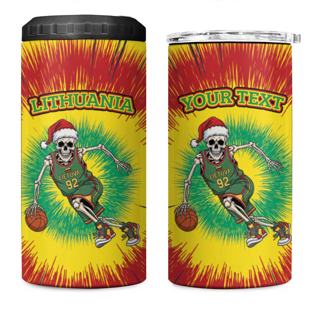 Lithuania Christmas Tie Dye 4 in 1 Can Cooler Tumbler Skeleton Basketball Slam Dunk - Wonder Print Shop